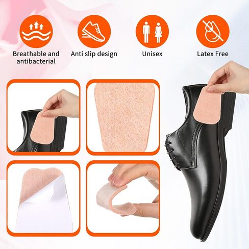 4Pair Felt Tongue Pads for Shoes, Adhesive Shoe Tongue Pads for Men Women | Soft Self-Adhesive Non-slip Tongue Pad to Fill the Instep Space for Men Women Boots, Leather Shoes, Dress Shoes, Loafers in Kuwait