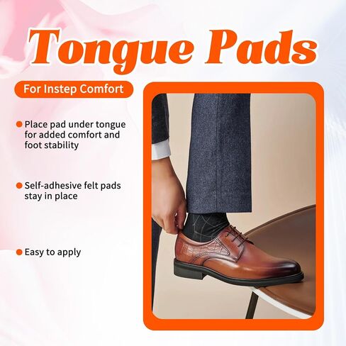 4Pair Felt Tongue Pads for Shoes, Adhesive Shoe Tongue Pads for Men Women | Soft Self-Adhesive Non-slip Tongue Pad to Fill the Instep Space for Men Women Boots, Leather Shoes, Dress Shoes, Loafers in Kuwait