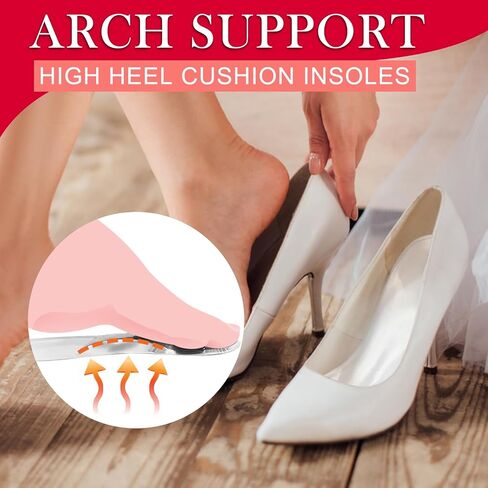 3/4 Gel High Heel Insoles,Clear Self-Adhesive Arch Support for Foot Pain Relief, Gel Shoe Inserts for Heels, Flats, Dress Shoes, and Sandals in Kuwait