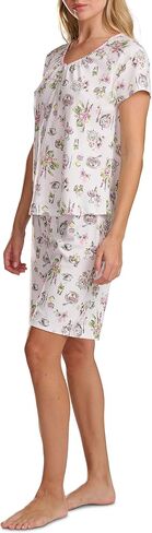 Karen Neuburger Women's Short Sleeve Henley Top and Bermuda Short Set With Picot Trim in Kuwait