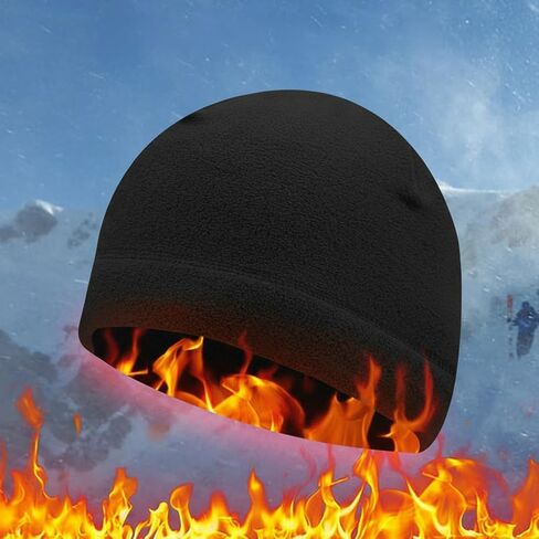 Fleece Skull Cap Beanie for Men & Women Winter Warm Beanie Hat Cold Weather Windproof Watch Cap Army Skiing in Kuwait