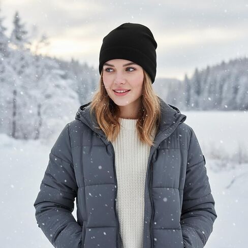 Fleece Skull Cap Beanie for Men & Women Winter Warm Beanie Hat Cold Weather Windproof Watch Cap Army Skiing in Kuwait