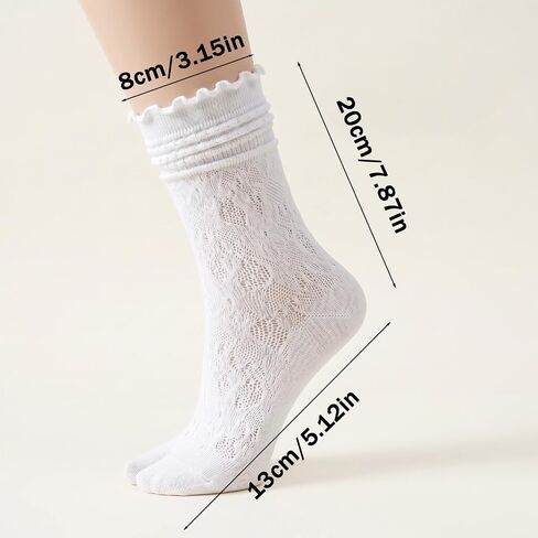 3 Pairs Lace Split Toe Socks, Japanese Tabi Socks for Women, Knee-High Flip Flops Mesh Novelty Slouch Sock for Daily Wear, Slip-Resistant Breathable in Saudi Arabia