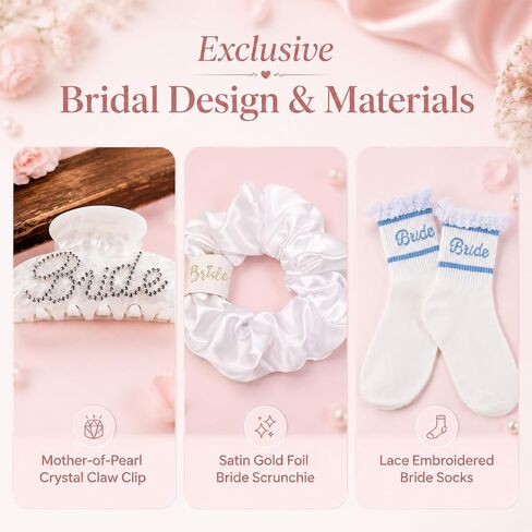 Degpum Bride Socks for Women,Scrunchy and Hair Clip Bride Gifts Bachelorette Party Favor Wedding Wifey Gifts for the Bride Cotton Socks for Bridesmaid Gift,Bachelorette Party Gift in Kuwait