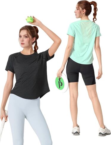 Angel season 2 Pack Workout Tops for Women Breathable Loose Fit Yoga T Shirts Short Sleeve Running Gym Athletic Tee Top in Saudi Arabia
