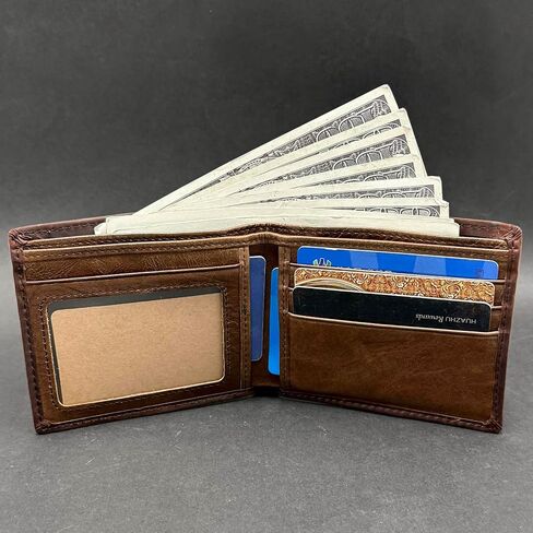 Deer Bifold Wallet for Men,Slim Profile Hunting Wallet Christmas Gift for Men,Genuine Leather short wallet in Saudi Arabia