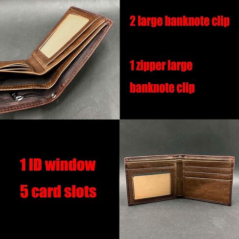 Deer Bifold Wallet for Men,Slim Profile Hunting Wallet Christmas Gift for Men,Genuine Leather short wallet in Saudi Arabia