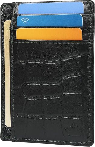Genuine Leather Slim Card Holder Wallet for Men – Premium and Stylish Card Holder with Capacity for 7-10 Cards and Currency Compartment – Stylish and Functional Leather Wallet - Green in Saudi Arabia