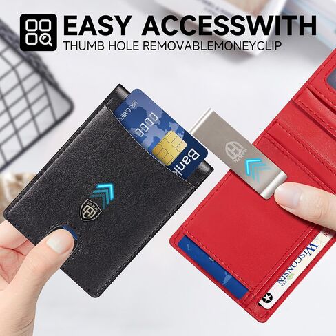 محفظة للرجال RFID من الجلد ثنائي الطي، حامل بطاقات الائتمان بجيب أمامي رفيع مع صندوق هدايا in Kuwait