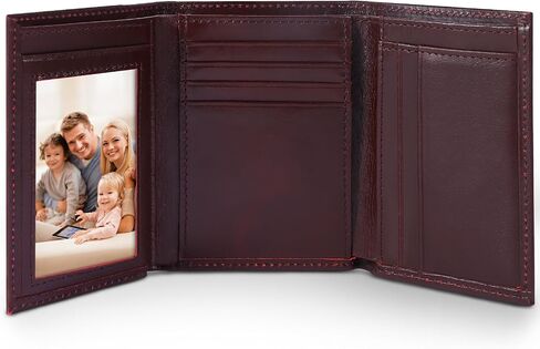 Men's Trifold Leather Wallet, RFID Blocking Genuine Leather Wallet with 11 Card Slots, Tri Fold Wallet for Men（brown） (brown) (brown) in Saudi Arabia
