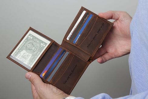 Custom Wallet for Men – Personalized Engraved Leather Name, Initial & Monogram Bifold, RFID Blocking, Genuine Leather – Father's Day, Birthday, Christmas Gift for Dad, Husband, Son, Boyfriend, Grandpa in Saudi Arabia