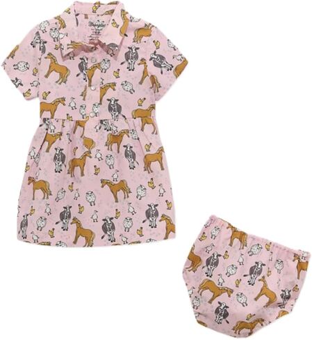 Wrangler Little Girls Printed Western Snap Dress Pink Horses 112374987 in Kuwait