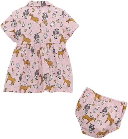 Wrangler Little Girls Printed Western Snap Dress Pink Horses 112374987 in Kuwait