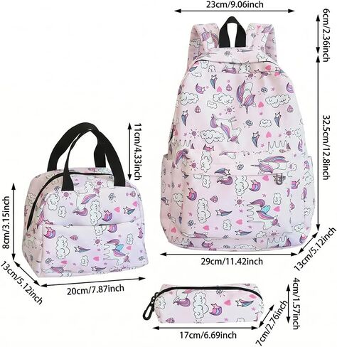 3-Piece Magical Storage Bag Set, Waterproof Lightweight Organizer Bags, Comfortable Daypack for Adventures, Unicorn in Kuwait