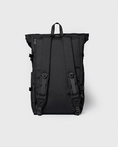 Sandqvist Men's Icon Large Rolltop Backpack, Black With Black Leather, One Size in Saudi Arabia