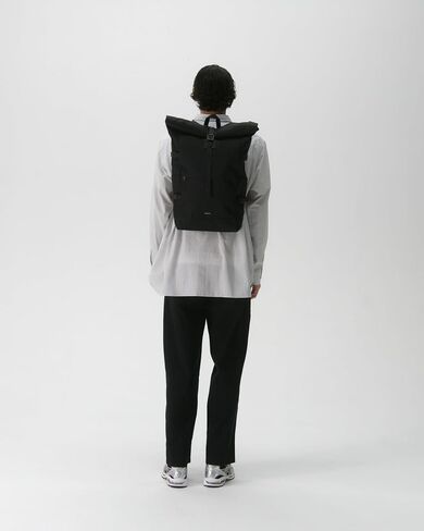 Sandqvist Men's Icon Large Rolltop Backpack, Black With Black Leather, One Size in Saudi Arabia