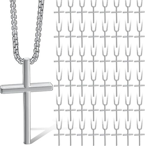 Kigeli الصليب قلادة السائبة الفضة الفولاذ المقاوم للصدأ الصليب قلادة سلسلة قلادة للرجال أو الأطفال هدية عيد ميلاد المسيحية هدية الديكور اليومي الإيمان in Kuwait