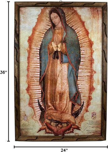 DVDMATINEMOVIES - Our lady of Guadalupe Original Oil painting, Special Wooden Rustic Frame 24" x 36" inches Virgin Mary Art, Virgen de Guadalupe Cuadro rustico, Acrylic Coating, wall hang, wall decor, General Purposes in Saudi Arabia