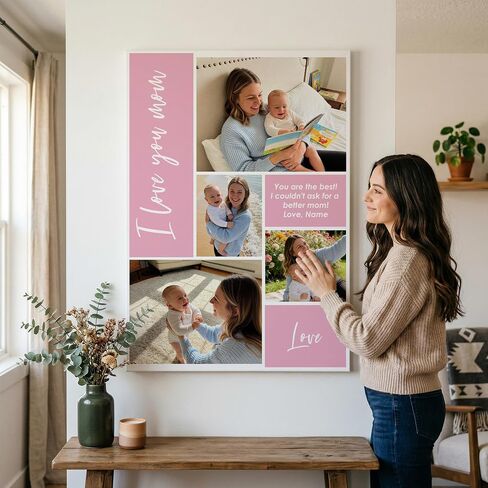 Ipplee Personalized Canvas Wall Art for New Mom-Custom Hi Mommy from Grandma Baby Photo and Name, Birthday Gifts for Daughter Wife First Time Mom, Mommy Keepsake Canvas Prints Nursery Decor in Saudi Arabia