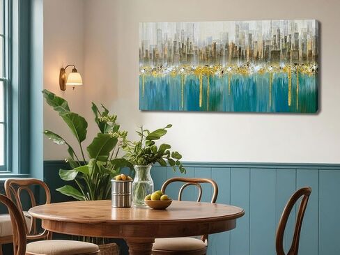 Ardemy Abstract Canvas Wall Art Large Teal and Gold Pictures Wall Decor Living Room Modern Textured Paintings Artwork for Walls Bedroom Dining Room Home Office, 58"x29" in Saudi Arabia