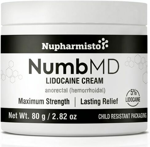 Nupharmisto 5% Lidocaine Numbing Cream Maximum Strength: Long Lasting Numbing Cream with Emu Oil and Arnica relieves discomfort Caused by Hemorrhoids 80 g / 2.82 oz in Saudi Arabia