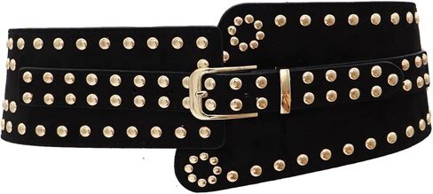 ZYALTFDC Women Suede Wide Elastic Waist Belts Chunky Stretchy Thick Studded Belts for Women Dresses Vintage Waistband Girdle in Saudi Arabia