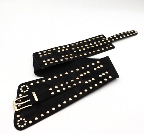 ZYALTFDC Women Suede Wide Elastic Waist Belts Chunky Stretchy Thick Studded Belts for Women Dresses Vintage Waistband Girdle in Saudi Arabia