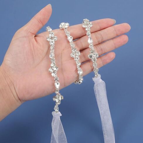 Rhinestone Bridal Belt - Sparkly Crystal Wedding Sash for Bride Formal Dresses Belts Elegant Accessories (Silver) in Kuwait