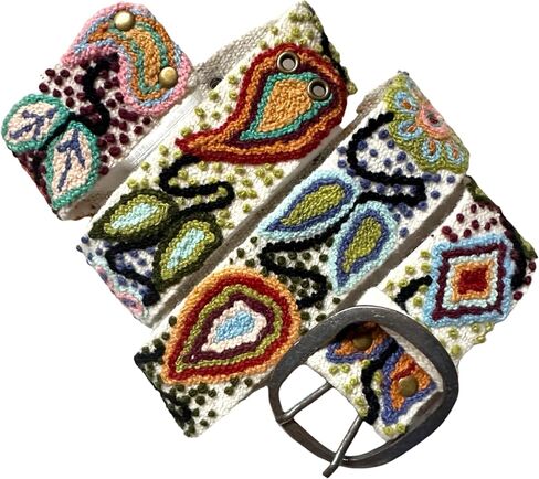 Hand Embroidered Peruvian Wool Belt, Flower Belt, Statement Belt - Bohemian Mosaic in Saudi Arabia