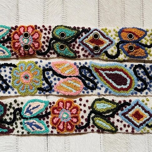 Hand Embroidered Peruvian Wool Belt, Flower Belt, Statement Belt - Bohemian Mosaic in Saudi Arabia