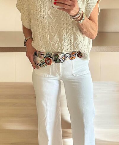 Hand Embroidered Peruvian Wool Belt, Flower Belt, Statement Belt - Bohemian Mosaic in Saudi Arabia