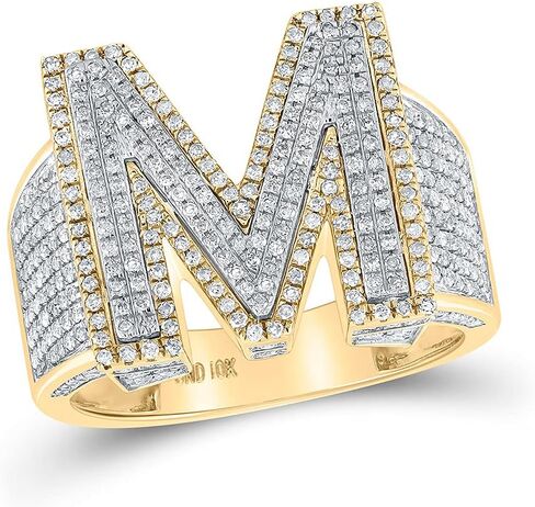 10kt Two-tone Gold Mens Round Diamond Initial M Letter Ring 1-1/5 Cttw in Saudi Arabia