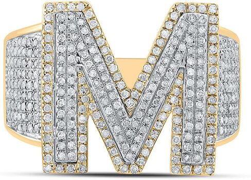 10kt Two-tone Gold Mens Round Diamond Initial M Letter Ring 1-1/5 Cttw in Saudi Arabia