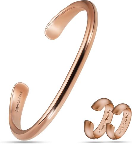 TheraCopper Jewelry Bundle – Copper Rings (2 Pack) & Copper Bracelet Cuff (Barrel), 100% Pure, Raw, Solid & Uncoated for Men & Women in Saudi Arabia