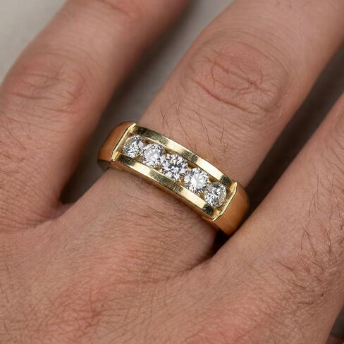 P3 POMPEII3 1/2ct رجالي 14K الذهب الأصفر جولة الماس خاتم الزواج in Kuwait