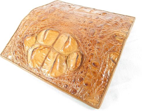 Pelgio Genuine Crocodile Alligator Hornback Skin Leather Checkbook Long Wallet (Tan Brown) in Kuwait