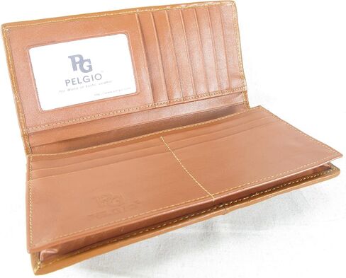 Pelgio Genuine Crocodile Alligator Hornback Skin Leather Checkbook Long Wallet (Tan Brown) in Kuwait
