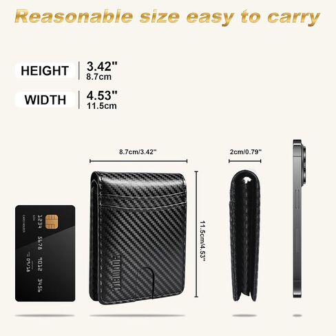 Wallet for Men, Large Capacity RFID Blocking Bifold Wallet with Carbon Fiber Pattern, Flip-Up Photo Window, Big Cash Pocket, ID Window and 12 Card Slots in Saudi Arabia