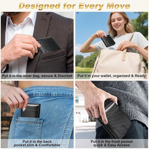 Wallet for Men, Large Capacity RFID Blocking Bifold Wallet with Carbon Fiber Pattern, Flip-Up Photo Window, Big Cash Pocket, ID Window and 12 Card Slots in Saudi Arabia
