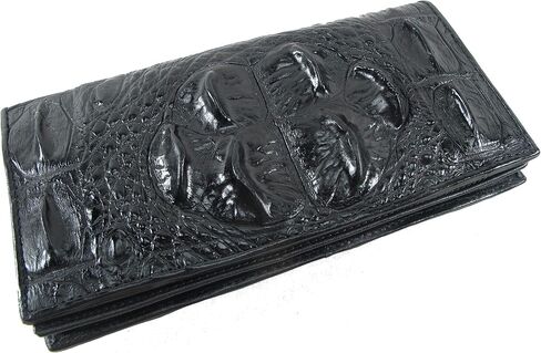 Pelgio Genuine Crocodile Alligator Hornback Skin Leather Checkbook Long Wallet (Tan Brown) in Kuwait