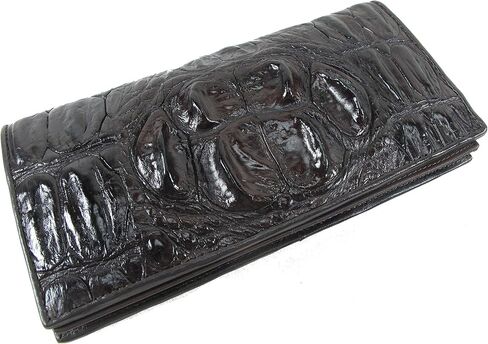 Pelgio Genuine Crocodile Alligator Hornback Skin Leather Checkbook Long Wallet (Tan Brown) in Kuwait