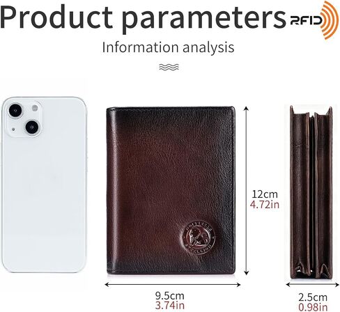 Genuine Leather Men's Wallet, Bifold, Vintage RFID Blocking Large Capacity Wallet for Men, with 15 Credit Card Slots and 1 ID Window in Kuwait