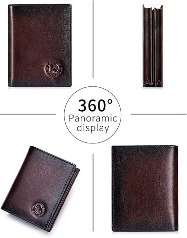 Genuine Leather Men's Wallet, Bifold, Vintage RFID Blocking Large Capacity Wallet for Men, with 15 Credit Card Slots and 1 ID Window in Kuwait