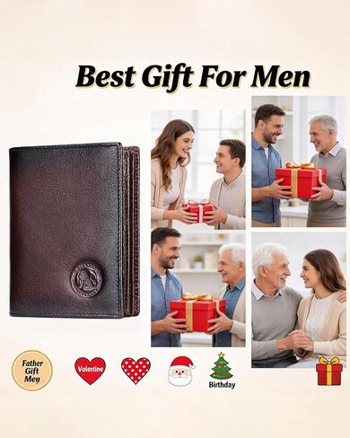 Genuine Leather Men's Wallet, Bifold, Vintage RFID Blocking Large Capacity Wallet for Men, with 15 Credit Card Slots and 1 ID Window in Kuwait