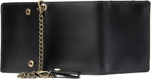 NIUCUNZH Men's Trifold Wallets Genuine Leather Small Wallet With Chain RFID Blocking Anti-Theft Chain for Biker, Motorcycle in Saudi Arabia