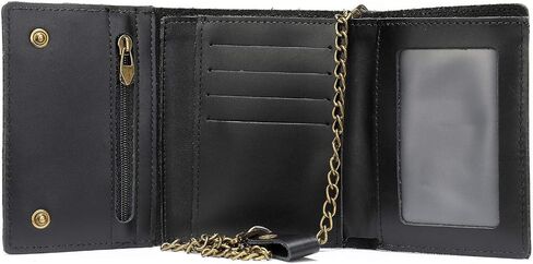 NIUCUNZH Men's Trifold Wallets Genuine Leather Small Wallet With Chain RFID Blocking Anti-Theft Chain for Biker, Motorcycle in Saudi Arabia