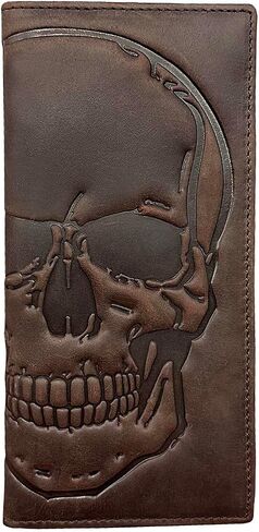 Biker Motorcycle Skull Wallet for Men Card Holder Wallet PurseLeather Long Wallet in Saudi Arabia