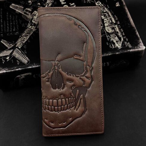 Biker Motorcycle Skull Wallet for Men Card Holder Wallet PurseLeather Long Wallet in Saudi Arabia