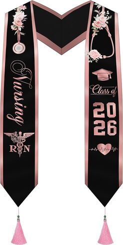 Romart Graduation Stole Class of 2026، وشاح التخرج من الجيل الأول للتمريض المكسيكي Serape مع شرابة للبالغين من الجنسين، 72 بوصة in Kuwait