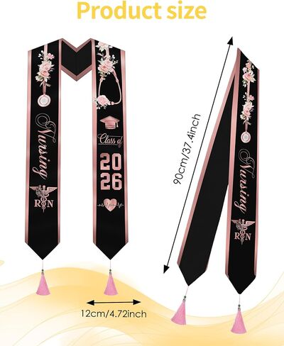 Romart Graduation Stole Class of 2026، وشاح التخرج من الجيل الأول للتمريض المكسيكي Serape مع شرابة للبالغين من الجنسين، 72 بوصة in Kuwait